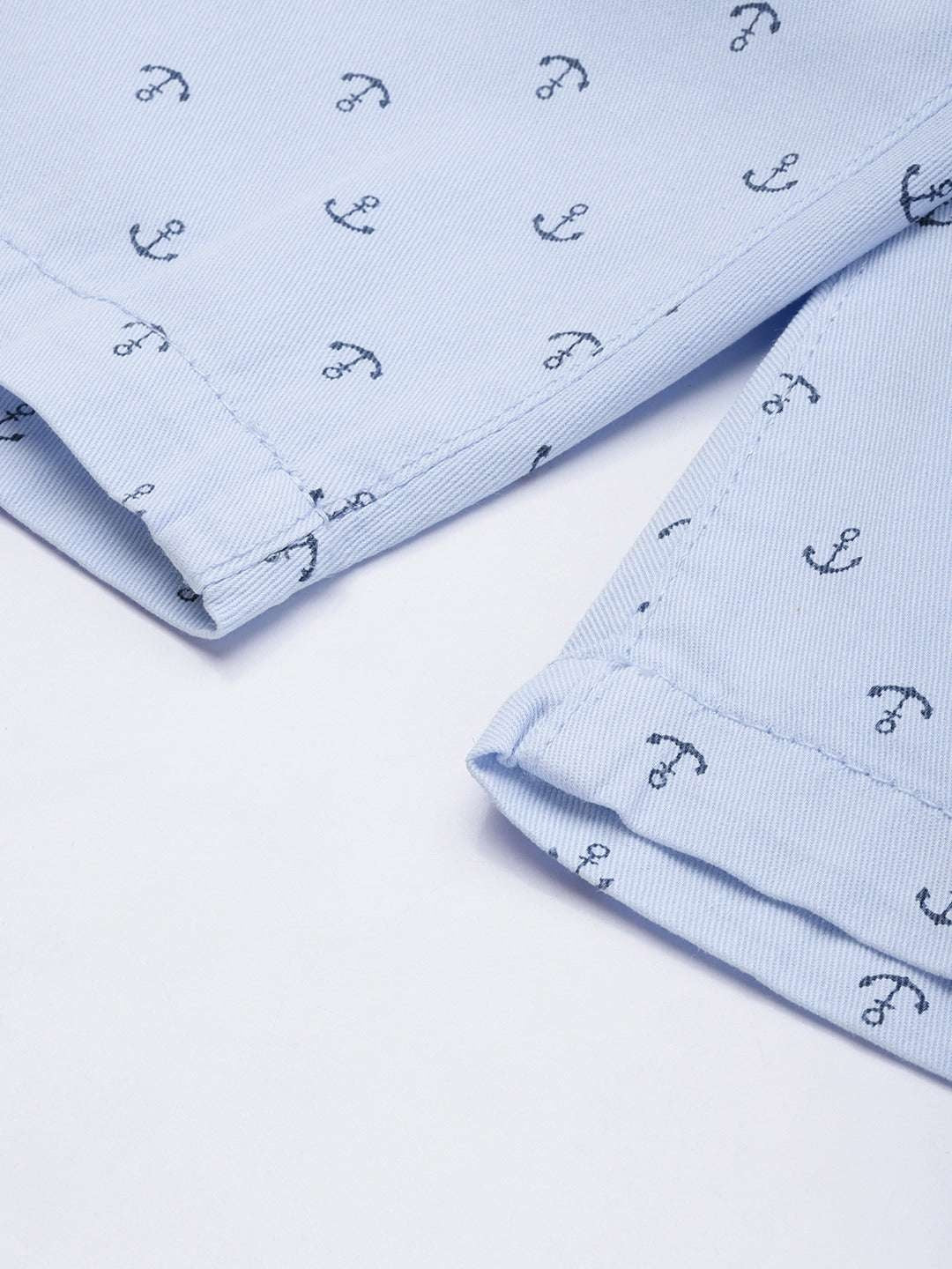 Men's Blue Slim Fit Printed Casual Shorts
