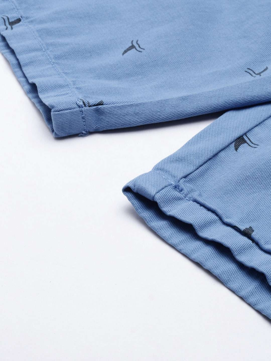 Men's Blue Slim Fit Solid Casual Shorts