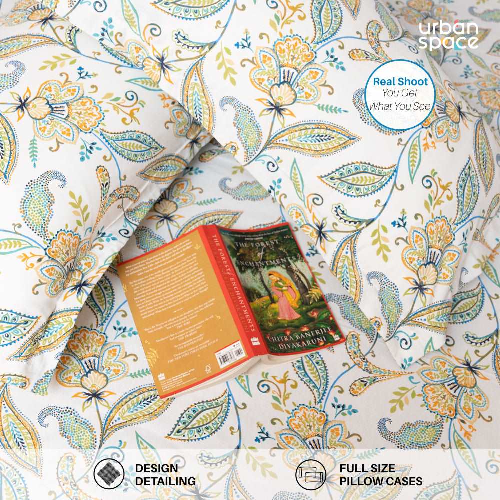 Serene 200 TC 100% Cotton Bedsheet with Pillow Covers - Iris Blue