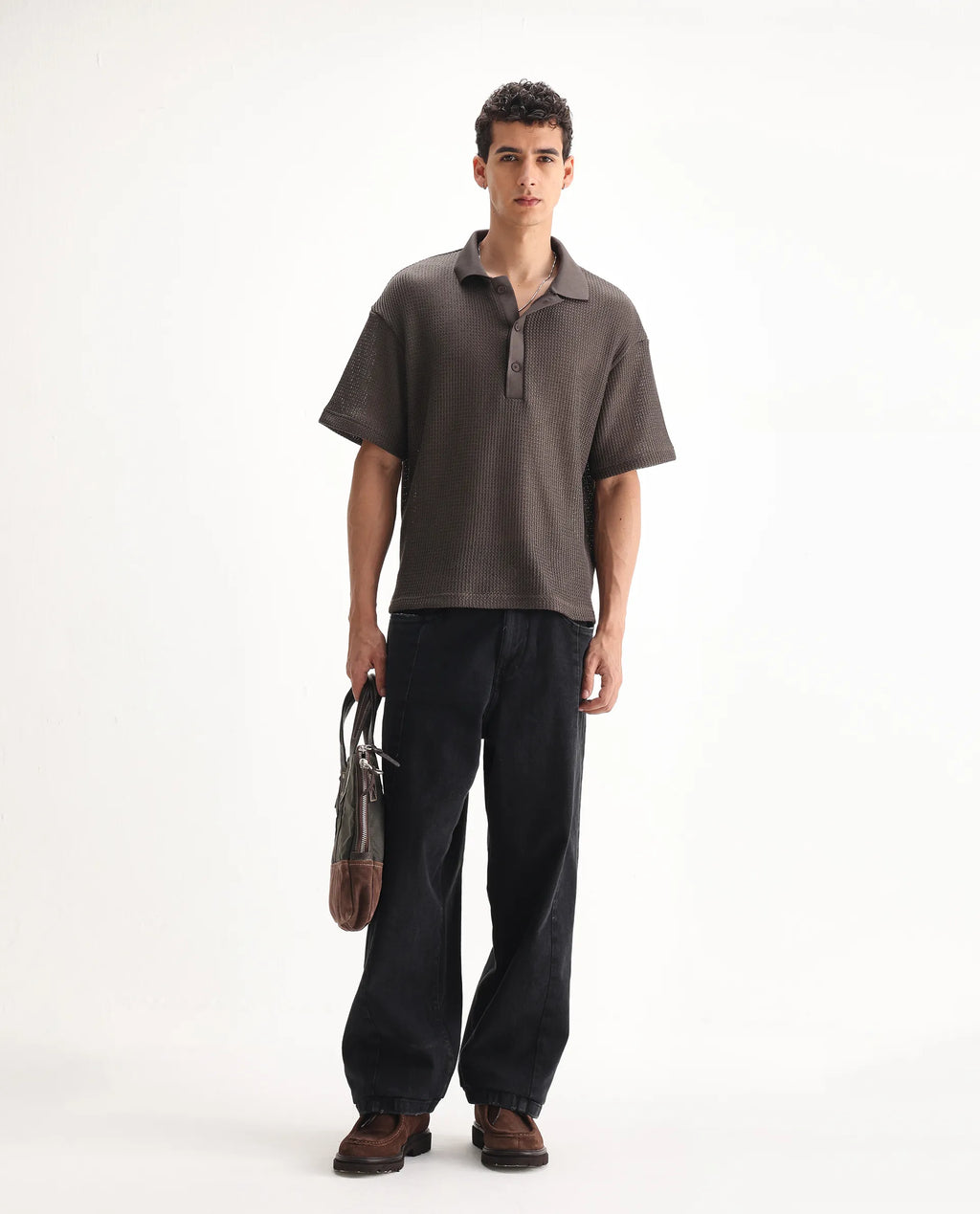 Rare Rabbit Men's Janik Grey Cotton Blend Plain Baggy Fit Jeans