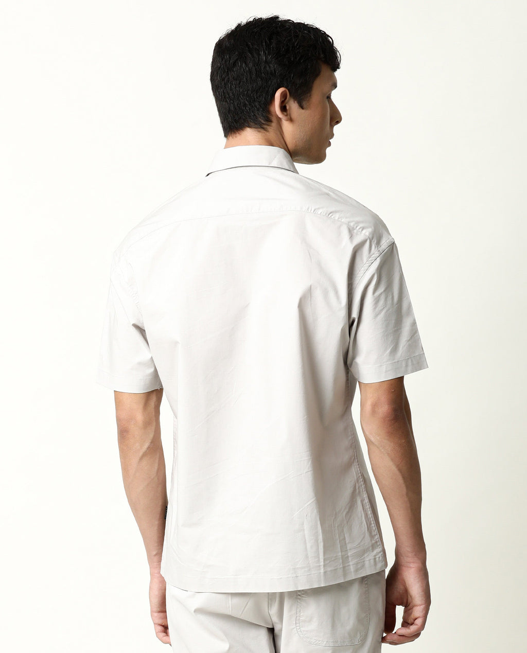 Rare Rabbit Men's Shibuya Beige Cotton Plain Regular Fit Half Sleeve Spread Collar Shirt