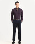 Rare Rabbit Men's Jeck-1 Navy Cotton Jacquard Regular Fit Trouser