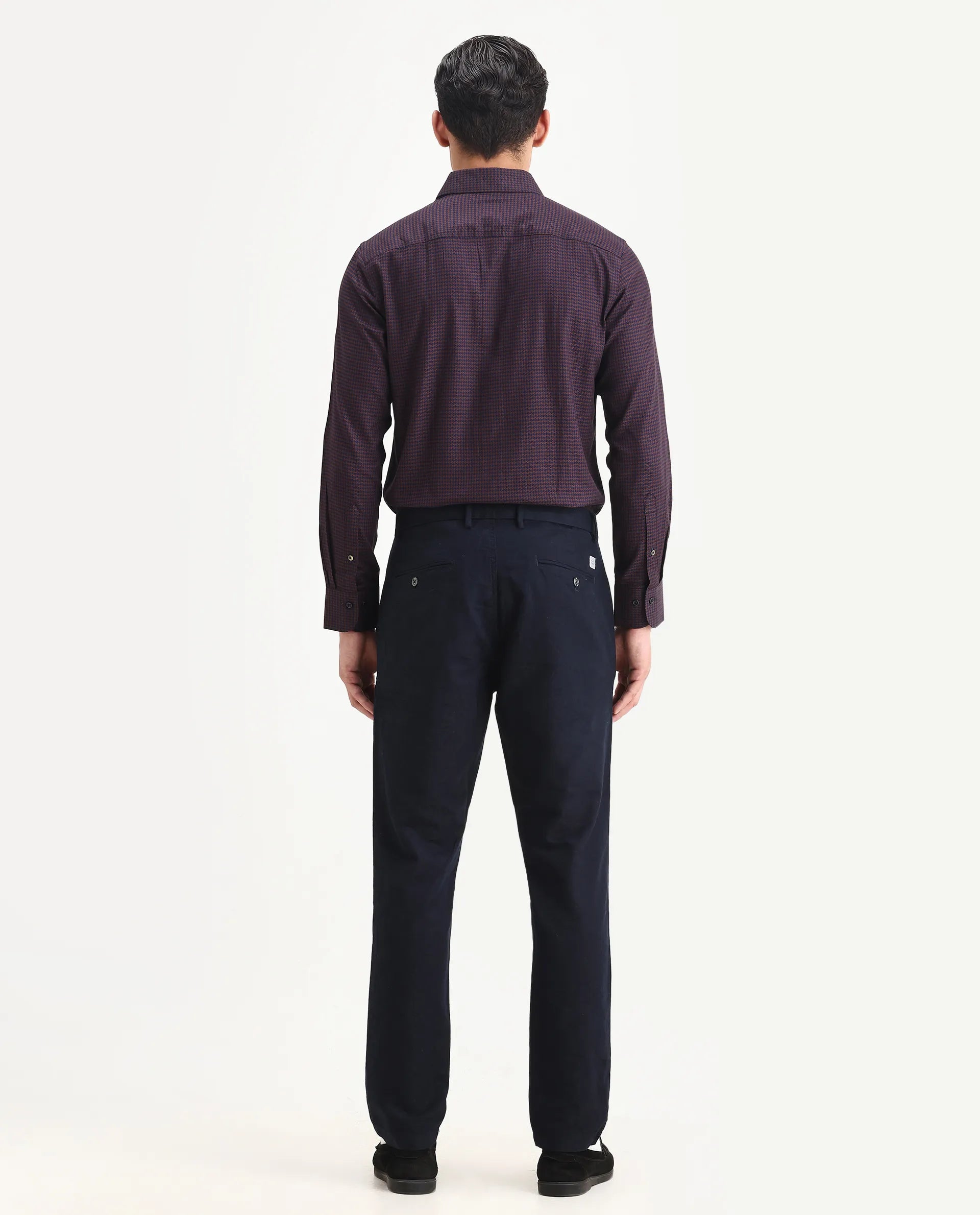 Rare Rabbit Men's Jeck-1 Navy Cotton Jacquard Regular Fit Trouser