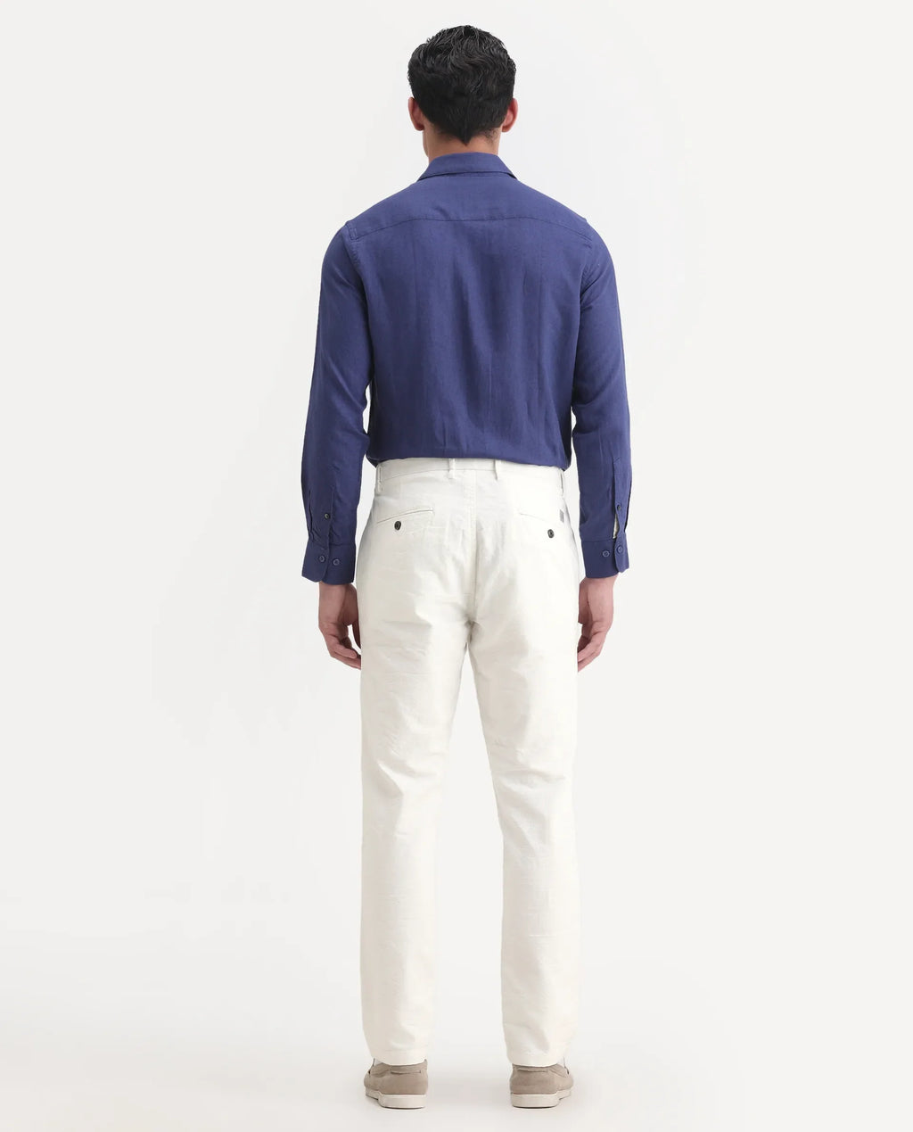Rare Rabbit Men's Jeck-1 White Cotton Jacquard Regular Fit Trouser