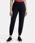Tencel Lyocell Elastane Stretch Relaxed Fit Yoga Pants - Black