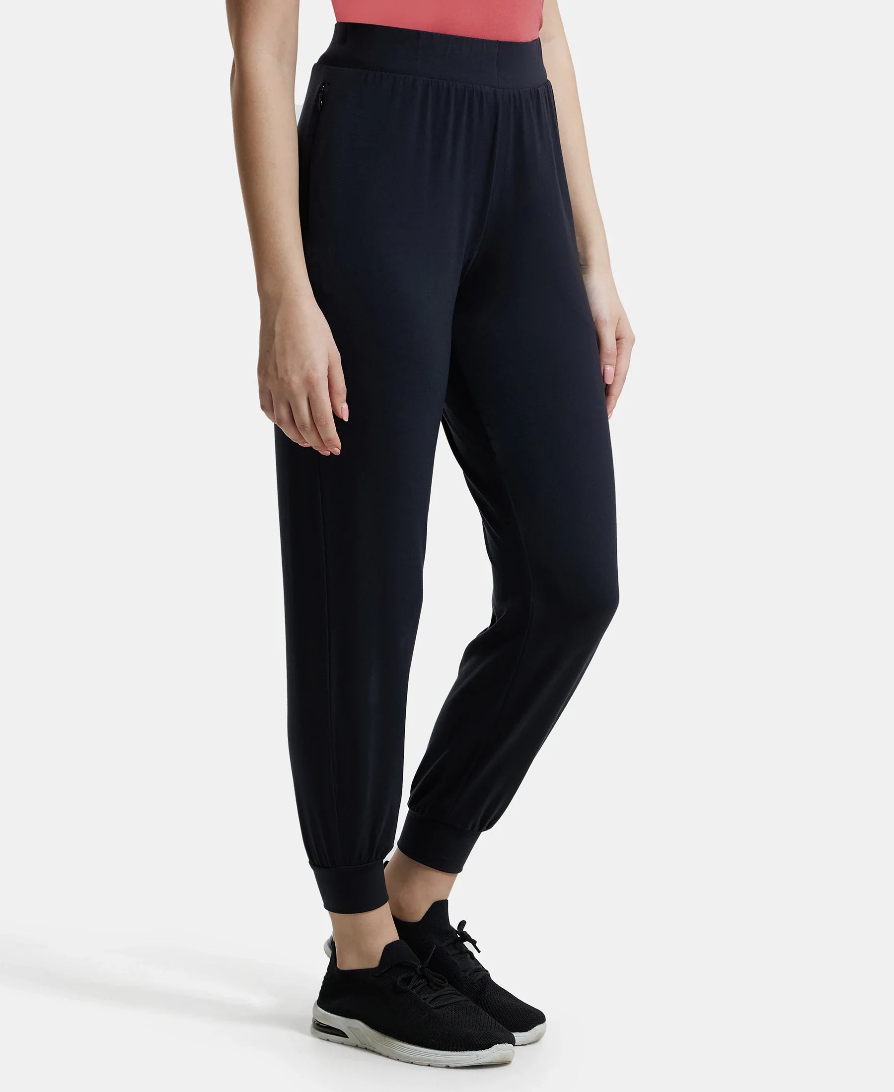 Tencel Lyocell Elastane Stretch Relaxed Fit Yoga Pants - Black