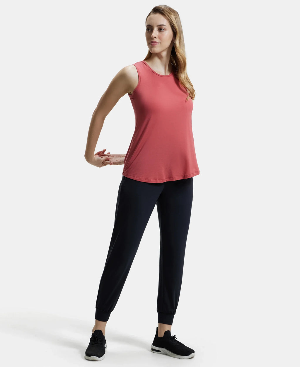 Tencel Lyocell Elastane Stretch Relaxed Fit Yoga Pants - Black