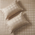 300 TC Super Soft King Bedsheet, Self Woven Checks Design - Beige Checks