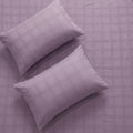 300 TC Super Soft King Bedsheet, Self Woven Checks Design - Soft Mauve Checks