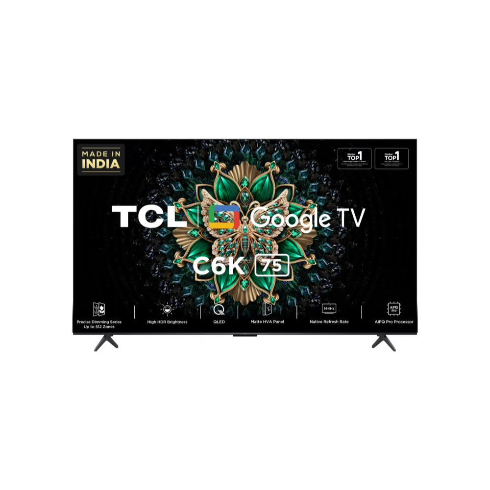 TCL C6KS 189 cm (75 inch) Ultra HD (4K) Mini LED Smart Google TV 2025 Edition with High HDR Brightness | 312+ Dimming Zones | AiPQ Processor | Dolby Vision-Atmos 40 W | ONKYO 2.1 Hi-Fi System | IMAX Enhanced  (75C6KS)