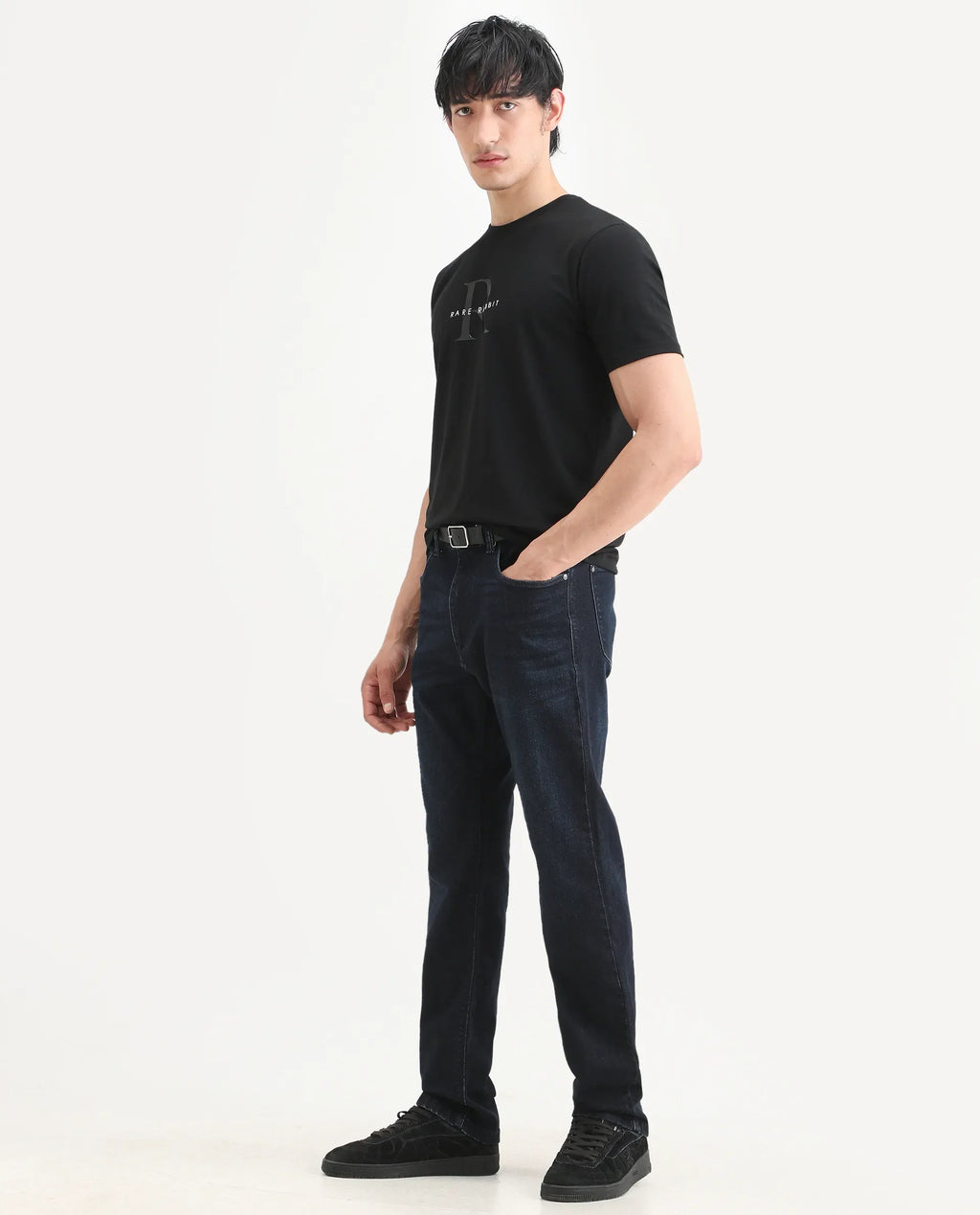 Rare Rabbit Men's Kliq Dark Navy Cotton Blend Fabric Morris Regular Fit Plain Jeans
