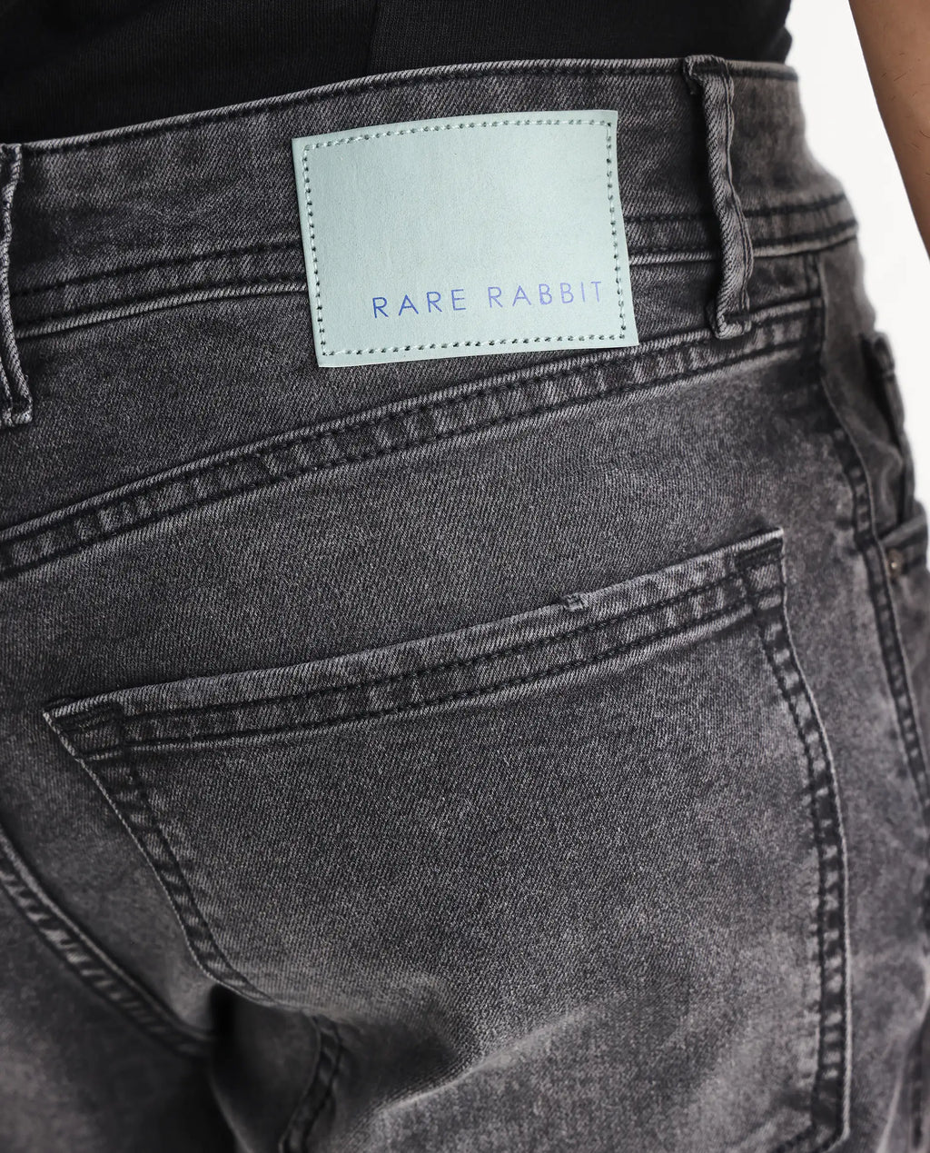 Rare Rabbit Men's Klune Black Cotton Plain Morris Regular Fit Jeans