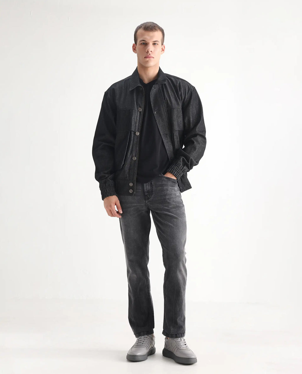 Rare Rabbit Men's Klune Black Cotton Plain Morris Regular Fit Jeans
