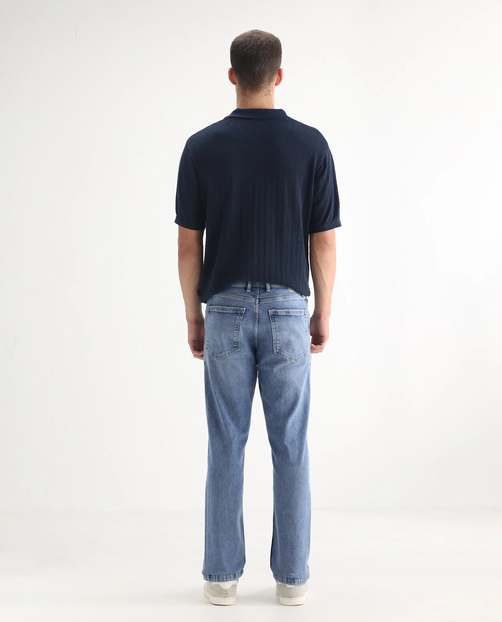 Rare Rabbit Men's Klune Blue Cotton Plain Hawk Slim Fit Jeans