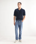 Rare Rabbit Men's Klune Blue Cotton Plain Hawk Slim Fit Jeans