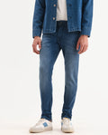 Rare Rabbit Men's Knoxo Blue Cotton Blend Fabric Hawk Slim Fit Plain Jeans