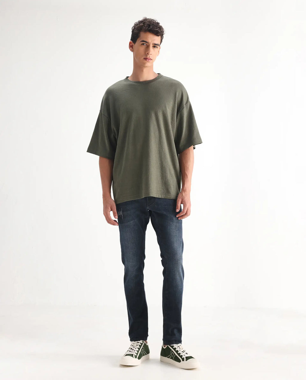 Rare Rabbit Men's Laiden Blue Cotton Plain Hawk Slim Fit Jeans
