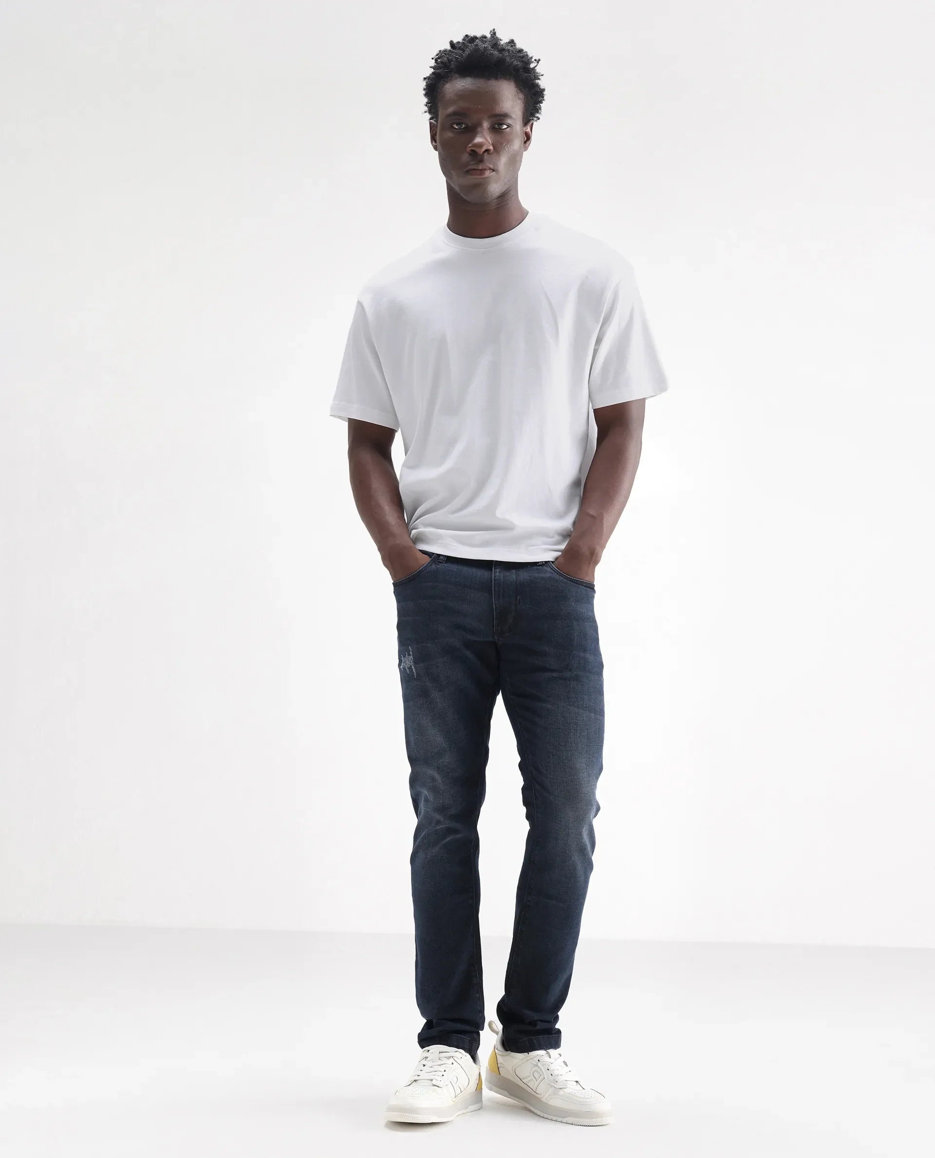 Rare Rabbit Men's Laiden Dusky Green Cotton Plain Hawk Slim Fit Jeans