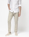 Rare Rabbit Men's Lanac Beige Cotton Striped Print Regular Fit Trouser