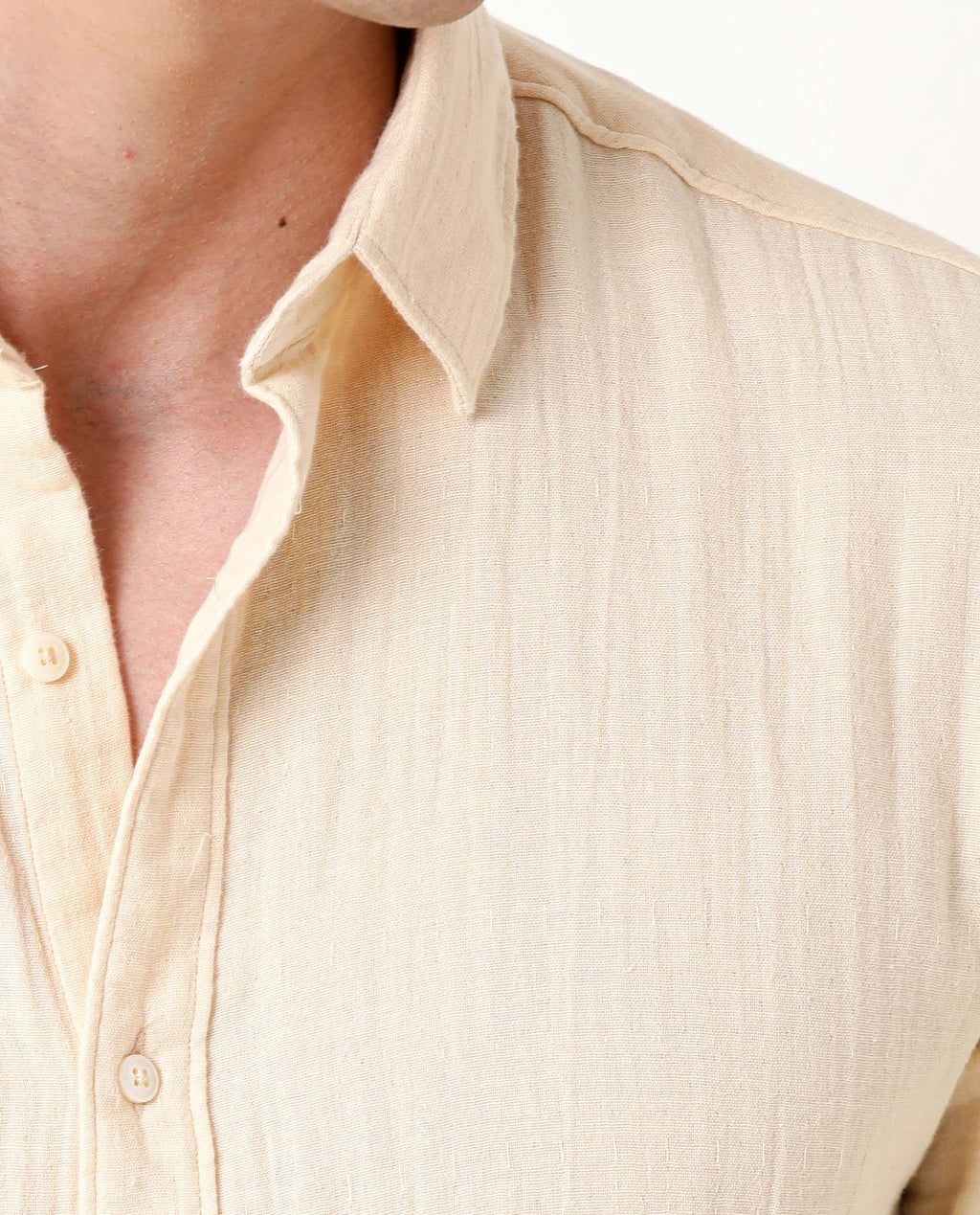 Rare Rabbit Men's Layers Beige Cotton Plain Regular Fit Full Sleeve Collared Shirt