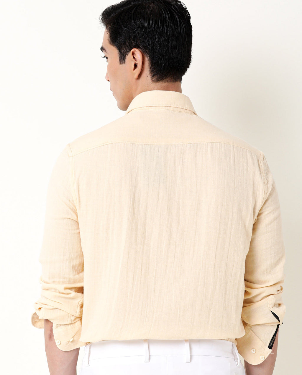 Rare Rabbit Men's Layers Beige Cotton Plain Regular Fit Full Sleeve Collared Shirt