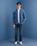 Rare Rabbit Men's Lenz D Dark Blue Cotton Blend Fabric Shank And Zipper Hawk Slim Plain Jeans