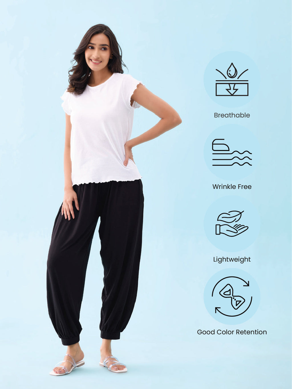 Black Viscose Stretch Harems