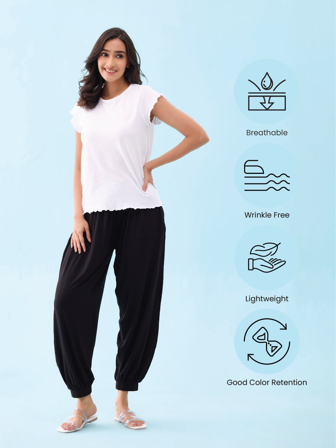 Black Viscose Stretch Harems