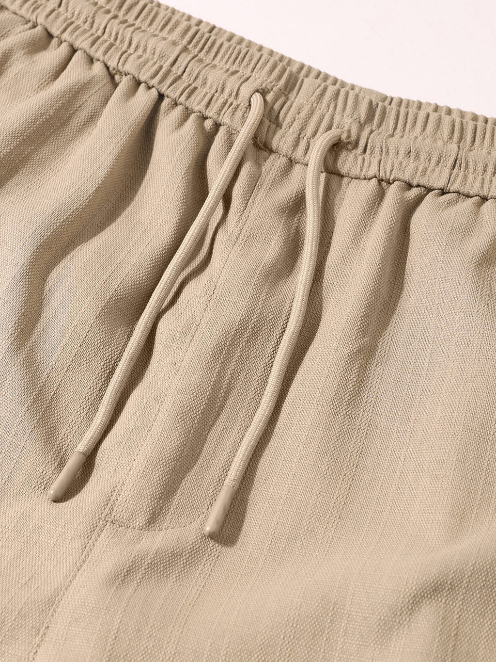Men's Khaki Relaxed Fit Solid Resort Wear Shorts