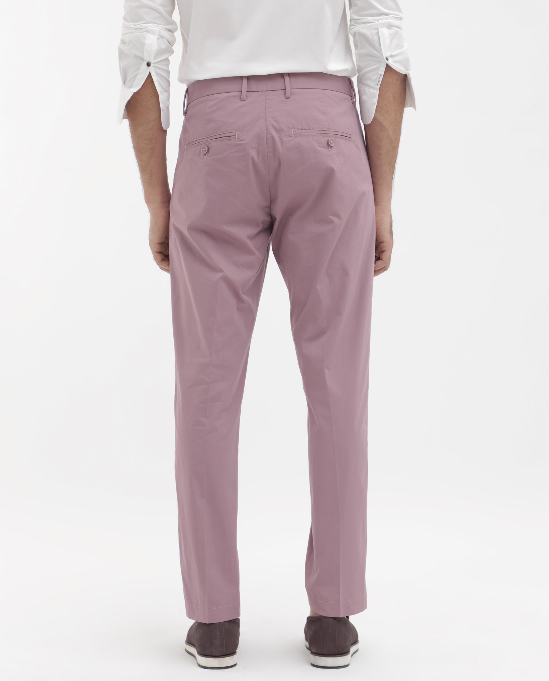 Rare Rabbit Men's Linotel Pastel Pink Cotton Blend Plain Regular Fit Trouser