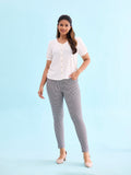 Black Cotton Poly Stretch Stripes Printed Jeggings
