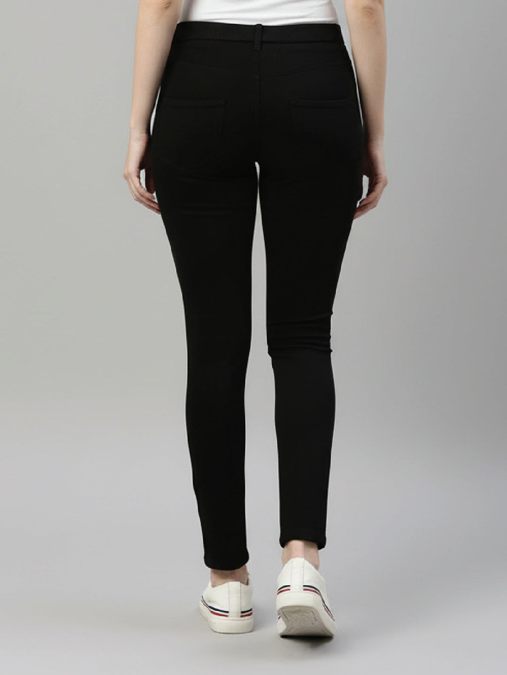Black Cotton Polyester Super Stretch Jeggings