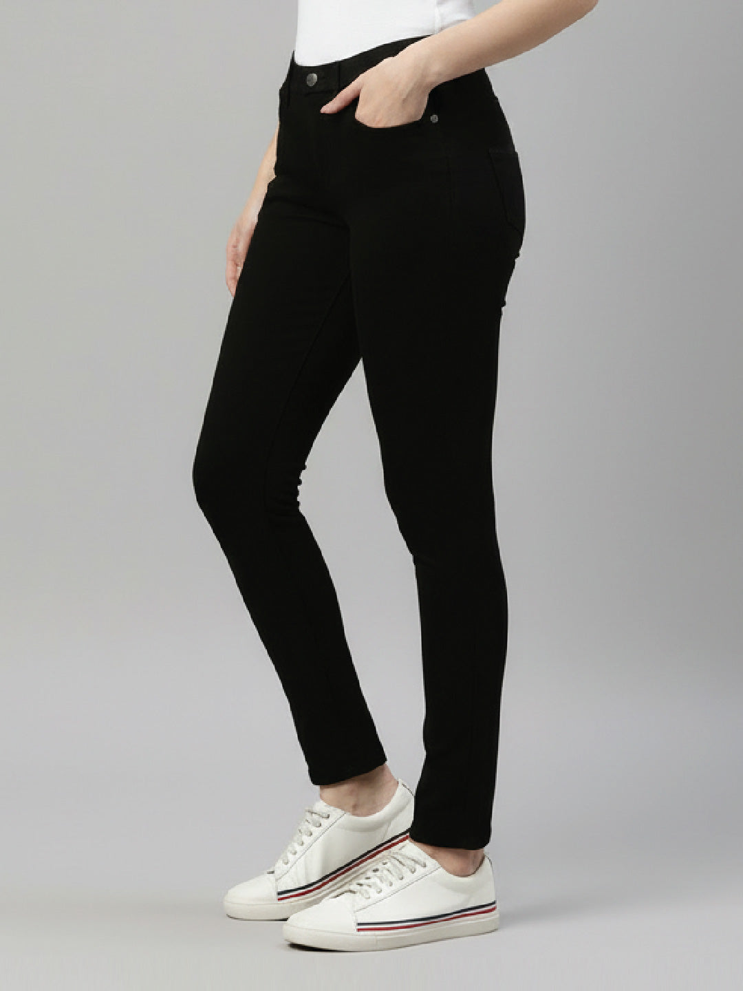 Black Cotton Polyester Super Stretch Jeggings