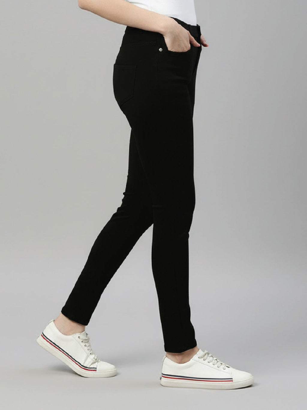 Black Cotton Polyester Super Stretch Jeggings