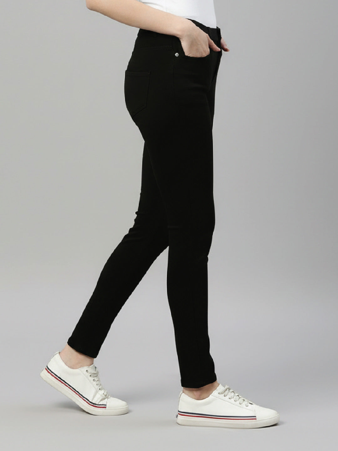 Black Cotton Polyester Super Stretch Jeggings