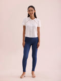 Blue Cotton Poly Stretch Denim Leggings