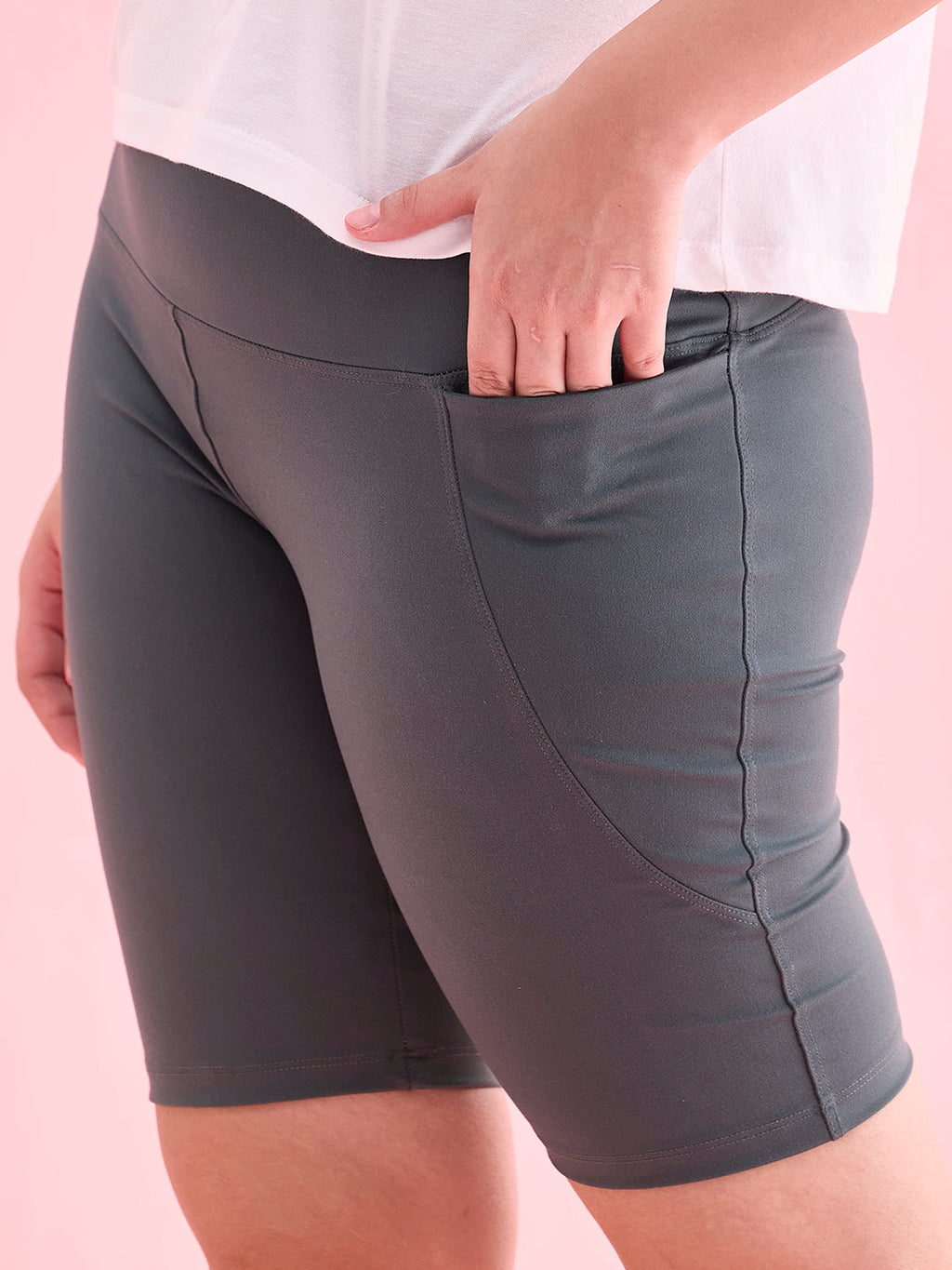 Olive Green Nylon Stretch Active Shorts