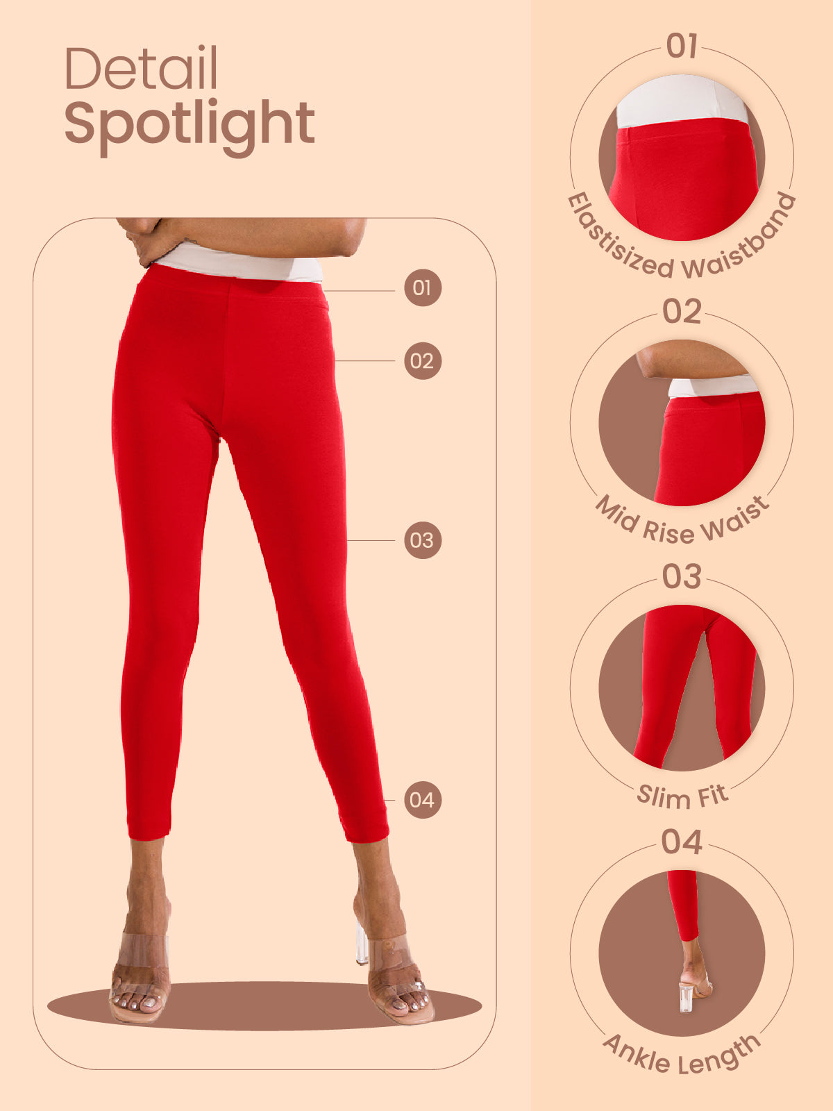 Cherry Cotton Stretch Ankle Length Leggings
