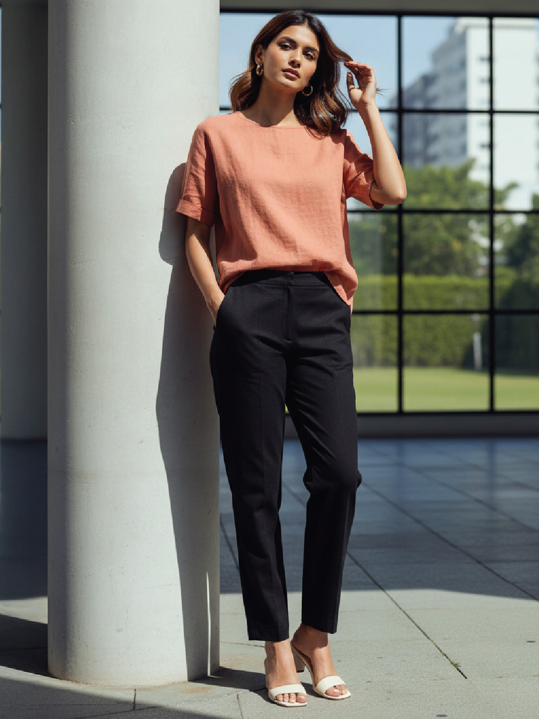 Black Cotton Stretch Kurti Pants