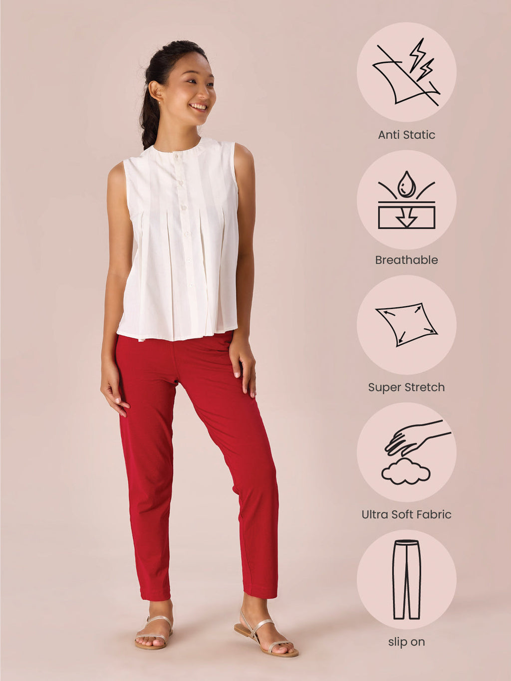 Cherry Cotton Stretch Kurti Pants