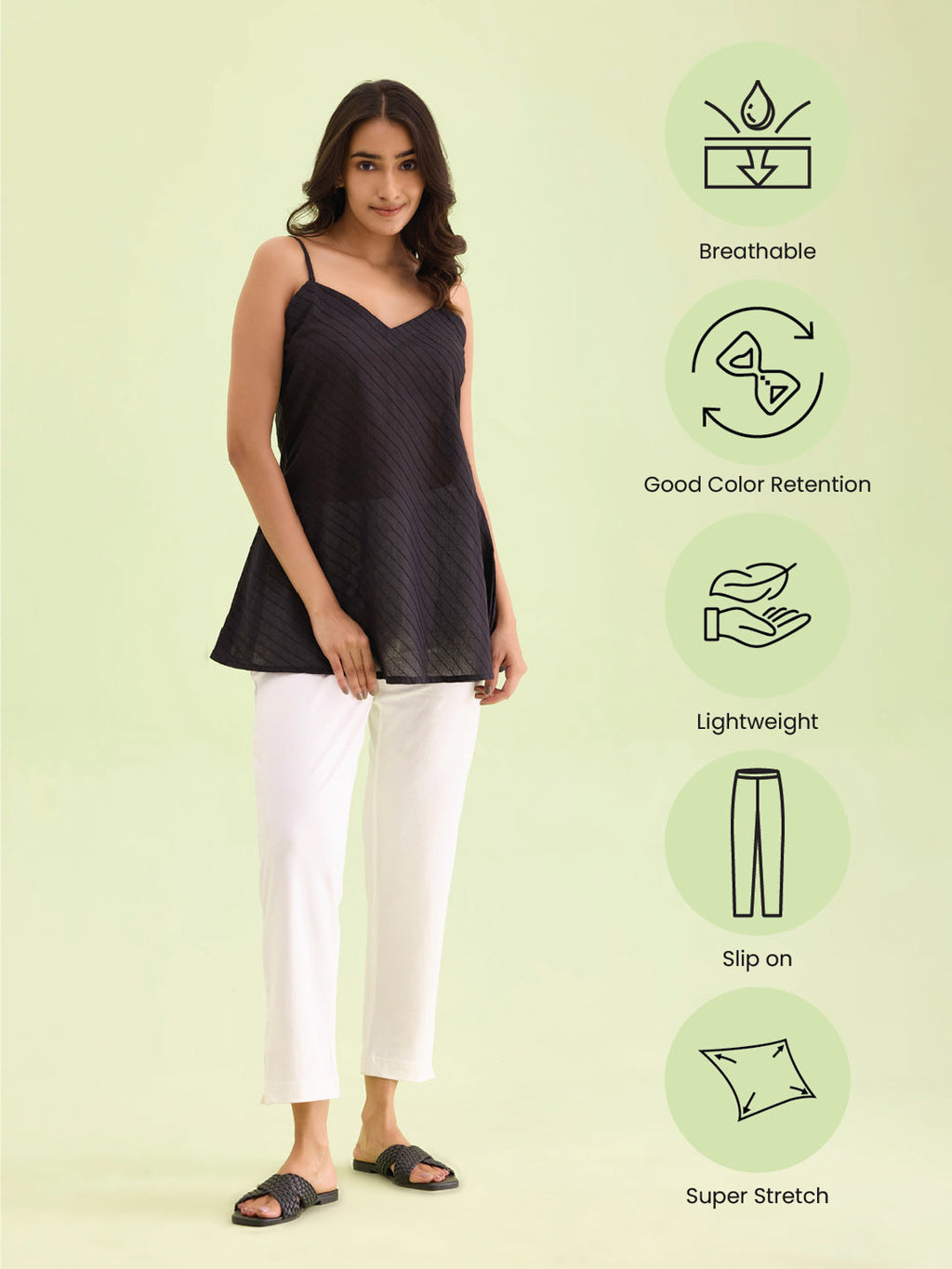 Cream Cotton Stretch Kurti Pants