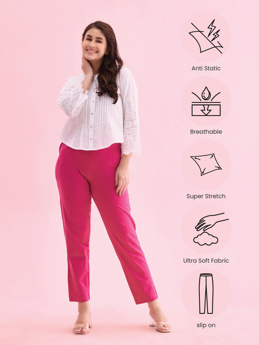 Dark Rose Cotton Stretch Kurti Pants