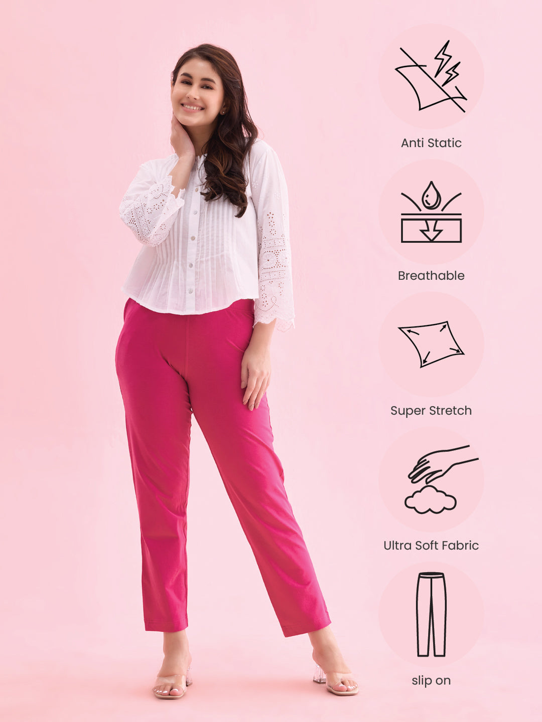 Dark Rose Cotton Stretch Kurti Pants