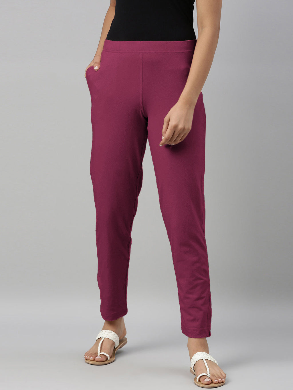 Medium Violet Cotton Stretch Kurti Pants