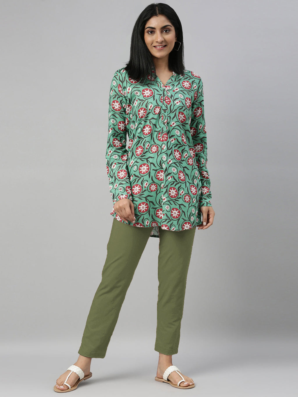 Olive Green Cotton Stretch Kurti Pants