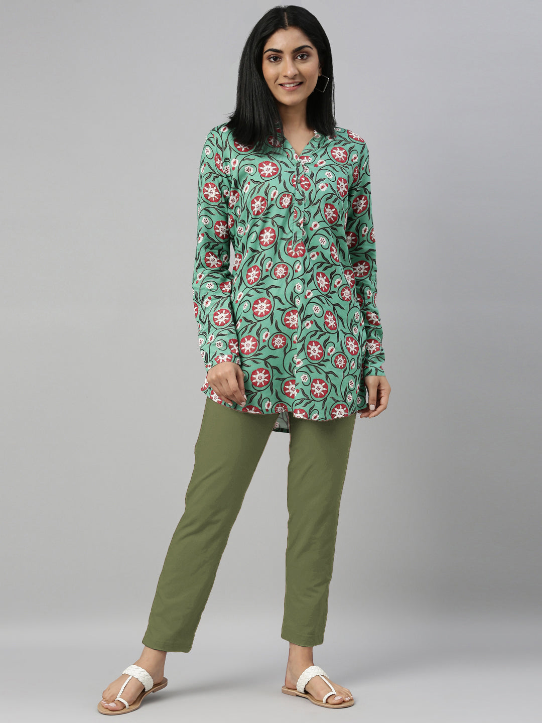 Olive Green Cotton Stretch Kurti Pants