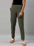 Olive Green Cotton Stretch Kurti Pants