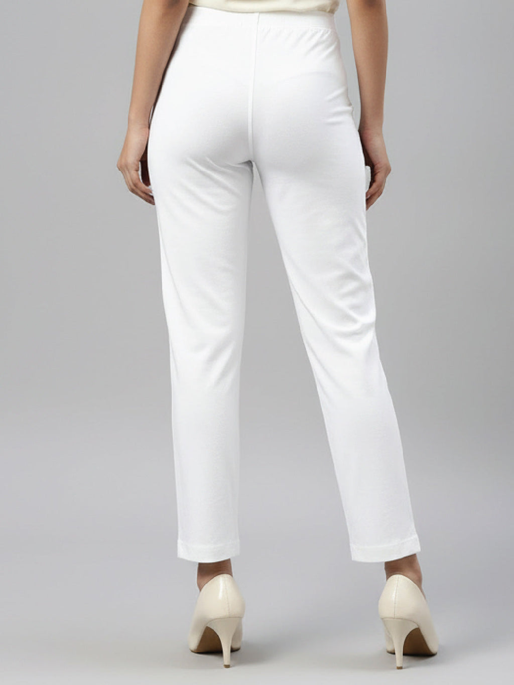 White Cotton Stretch Kurti Pants