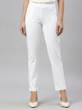 White Cotton Stretch Kurti Pants