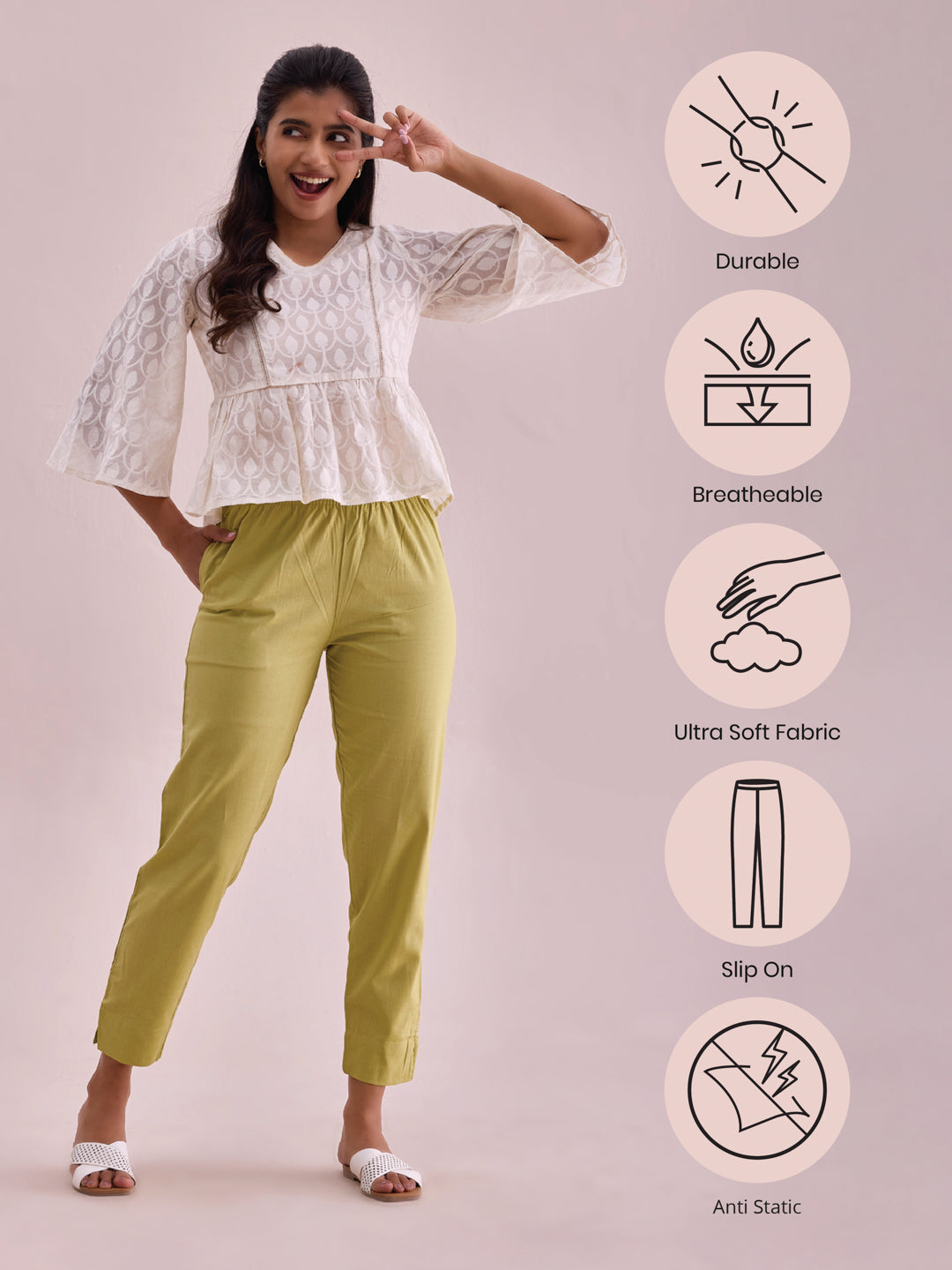 Light Pista Cotton Pencil Pant